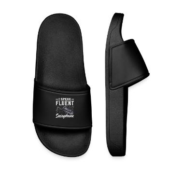 I speak fluently Sax Saxophone Saxophonist - Kids’ Pool Sliders - black - Front