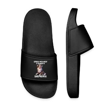 Dog Sayings Dog Lover Gift Dog Walk Aussie - Kids’ Pool Sliders - black - Front