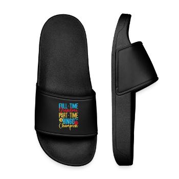 Bingo Game Full-Time Grandma Part-Time Bingo - Kids’ Pool Sliders - black - Front
