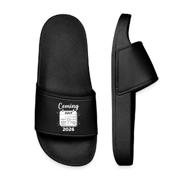 Cadeau drôle de baby shower de juillet 2026 - Claquettes enfant - noir - Devant