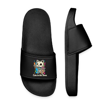 Motif squelette de chat Ronronnement - Claquettes enfant - noir - Devant