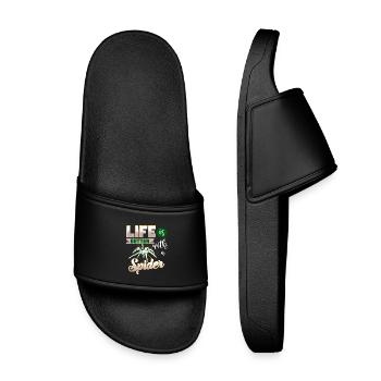 Life is better with a Spider - for spider fans - Kids’ Pool Sliders - black - Front