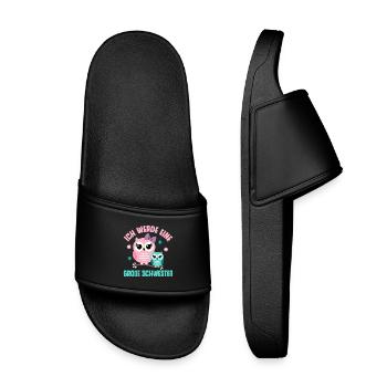 Big sister Owls Older baby Siblings - Kids’ Pool Sliders - black - Front