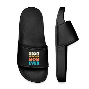 Best Teacher Mom Ever - Kids’ Pool Sliders - black - Front