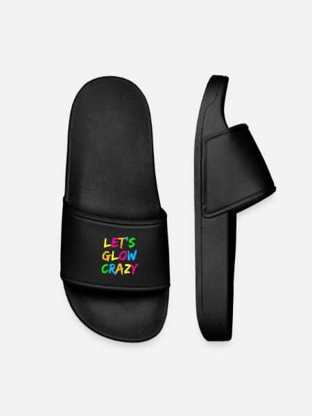Let's Glow Crazy – Neon Party Typography Design - Kids’ Pool Sliders - black