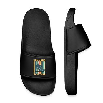 Coureur de marathon courir à fond ou rentrer chez soi - Claquettes enfant - noir - Devant