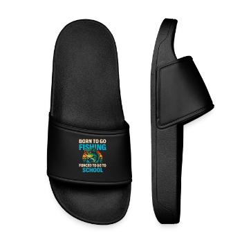 Né pour aller pêcher, forcé d’aller à l’école Pêcheur - Claquettes enfant - noir - Devant