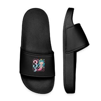 Mermaid 3rd Birthday 3 Years - Kids’ Pool Sliders - black - Front