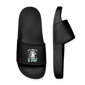 Cant Hear You Im Listening To K Pop - Kinder Badelatschen - Schwarz - Vorne
