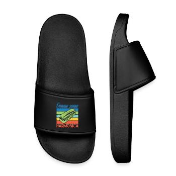 Funny Harmonica Player Gimme Some Harmonica - Kids’ Pool Sliders - black - Front