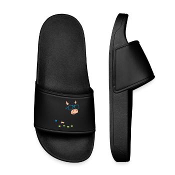 Coole Kuh Sonnenbrille Abstrakt Vektor - Kinder Badelatschen - Schwarz - Vorne