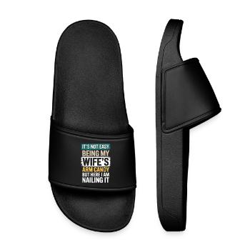 Wife Sayings Wives Funny Wife Gift - Kids’ Pool Sliders - black - Front