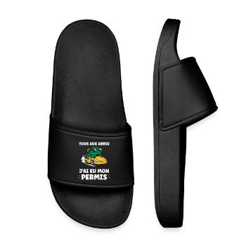 Humour j'ai mon permis de conduire - Claquettes enfant - noir - Devant