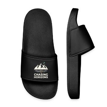 Chasing Horizons Night Mountains Motif - Kids’ Pool Sliders - black - Front