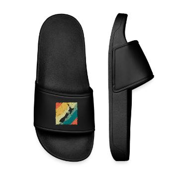New Zealand Land Map Retro Logo Vintage NZ - Kids’ Pool Sliders - black - Front