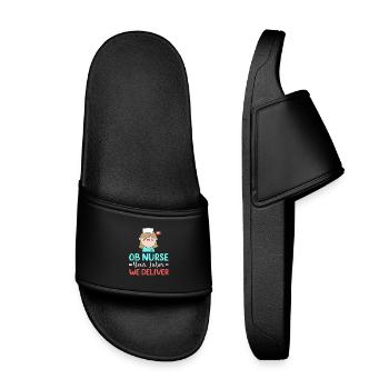 Pregnancy Hospital Nurse - Kids’ Pool Sliders - black - Front