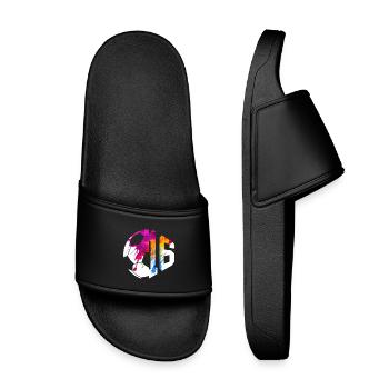 NON. 16 FOOTBALLEUR NUMÉRO 16 FOOTBALL 16E ANNIVERSAIRE - Claquettes enfant - noir - Devant