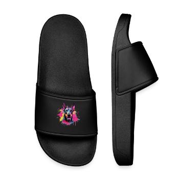 Dog Doberman Pinscher Colorful Splash Art - Kids’ Pool Sliders - black - Front