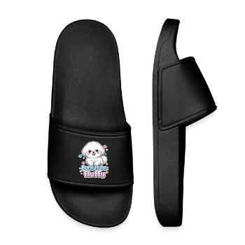 Born to be Fluffy - cute dog design - Kids’ Pool Sliders - black - Front