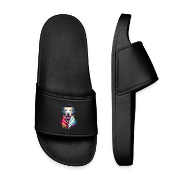 Golden Retriever avec des écouteurs - Claquettes enfant - noir - Devant
