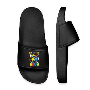 Six Seven Bruh 67e anniversaire garçon fille puzzle puzzle - Claquettes enfant - noir - Devant
