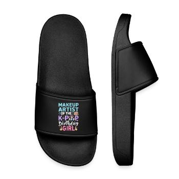 Makeup Artist Of The K Pop Birthday - Kids’ Pool Sliders - black - Front