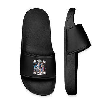 Remote Developer My Problem My Pictogram Mom Dad - Kids’ Pool Sliders - black - Front