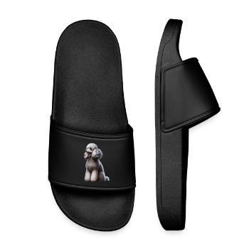 Pudel Poodle - Kinder Badelatschen - Schwarz - Vorne
