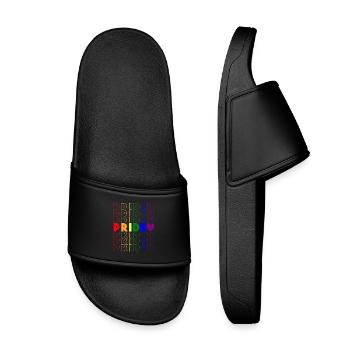 LGBT Gay Pride Regenbogen - Kinder Badelatschen - Schwarz - Vorne