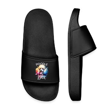 Pudel Papa - Kinder Badelatschen - Schwarz - Vorne