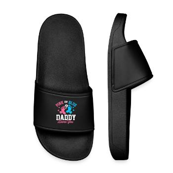 Pink oder Blue Daddy Loves You Geschlechtsoffenbarung - Kinder Badelatschen - Schwarz - Vorne