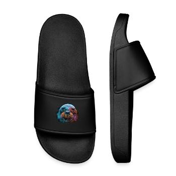 Chibi Jumping Spiders Galaxy Moon Kawaii Anime - Claquettes enfant - noir - Devant