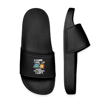 chewing sounds chewing eating sounds smacking chewing chewing - Kids’ Pool Sliders - black - Front