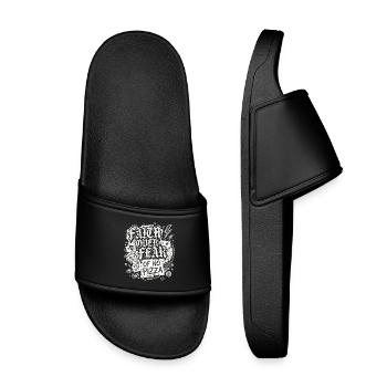 Faith Over Fear of No Pizza - Kids’ Pool Sliders - black - Front