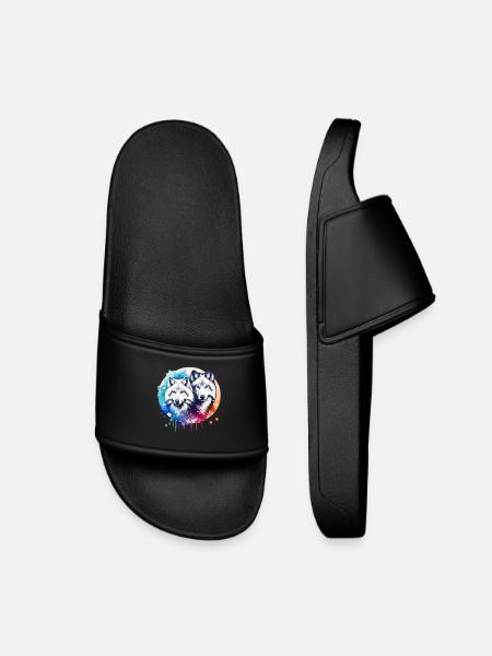 Polarwolf Geschenk - Kinder Badelatschen - Schwarz