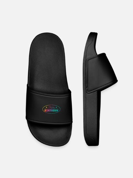 Tshirt happy birthday oval bunt - Kids’ Pool Sliders - black