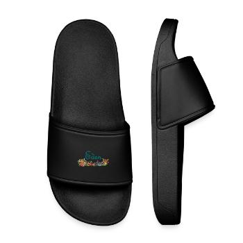 Flowers and paradise - Kids’ Pool Sliders - black - Front