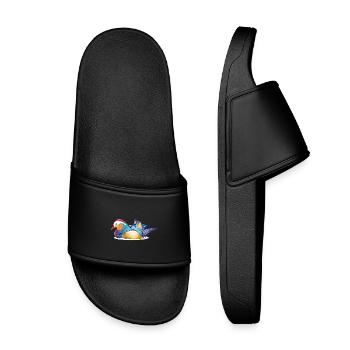 Colourful mandarin duck on the water – colourful elegance - Kids’ Pool Sliders - black - Front
