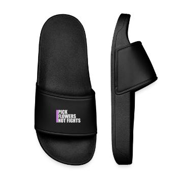 Cueillez des fleurs, pas des disputes, fleurs Paix Logo drôle - Claquettes enfant - noir - Devant