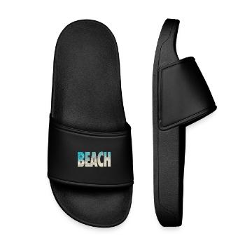 Tropical BEACH Ocean Text Vibe - Kids’ Pool Sliders - black - Front