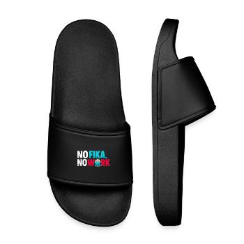 No Fika No Work - Swedish Coffee Break Typography - Kids’ Pool Sliders - black - Front