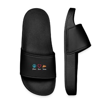 Peace Love Trains - Kids’ Pool Sliders - black - Front