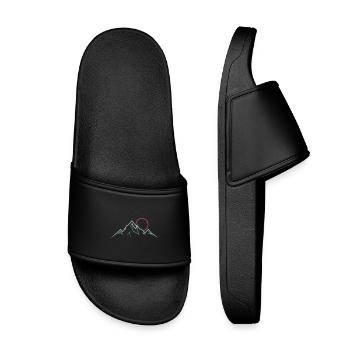 Chaîne de montagnes minimaliste avec soleil levant - Claquettes enfant - noir - Devant