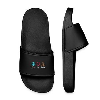 Peace Love Hockey sur glace - Claquettes enfant - noir - Devant