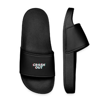 Crash Out - Glitch Style White Red Cyan - Kids’ Pool Sliders - black - Front