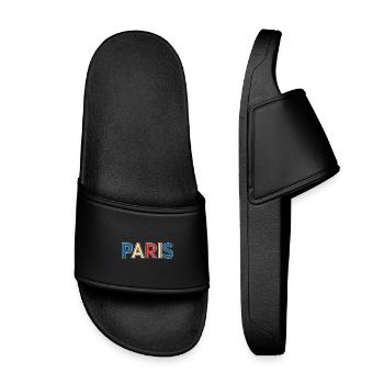 Paris Color Block Typography - Kids’ Pool Sliders - black - Front