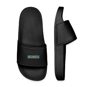 Rock'N'Roll Retro Typography Logo - Kids’ Pool Sliders - black - Front