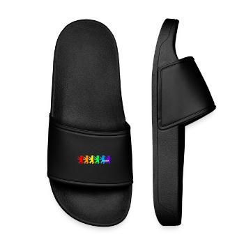 Berliner Bären / Regenbogenfarben - Kinder Badelatschen - Schwarz - Vorne