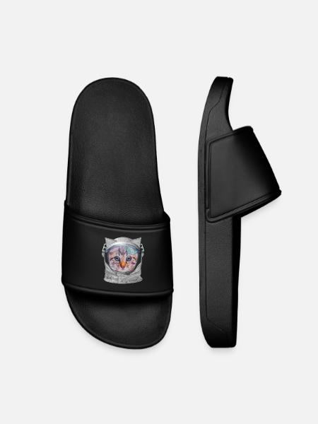 Cat in space - Kids’ Pool Sliders - black