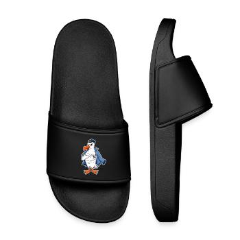 Muscular Seagull with Anchor Tattoo Seagull Gift - Kids’ Pool Sliders - black - Front